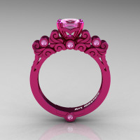 Classic Armenian 14K Fuchsia Pink Gold 1.0 Ct Light Pink Sapphire Solitaire Wedding Ring R608-14KPGLPS-1