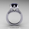 Renaissance-14K-White-Gold-3-Carat-Blue-Sapphire-Crown-Solitaire-Wedding-Ring-R580-14KWGBS-F