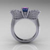 Nature Inspired 14K White Gold 1.0 Ct Oval Chrysoberyl Alexandrite Diamond Bee Wedding Ring R531-14KWGDAL