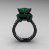 High Fashion 14K Black Gold 3.0 Ct Emerald Knot Engagement Ring R390-14KBGEM