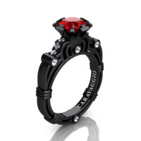 Caravaggio 14K Black Gold 1.0 Ct Ruby Diamond Engagement Ring R623-14KBGDR