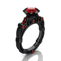 Caravaggio 14K Black Gold 1.0 Ct Ruby Engagement Ring R623-14KBGR