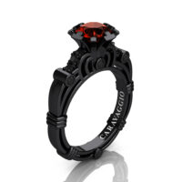 Caravaggio 14K Black Gold 1.0 Ct Brown and Black Diamond Engagement Ring R623-14KBGBDBRD