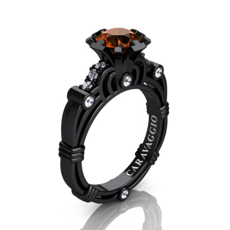 Caravaggio-Jewelry-14K-Black-Gold-1-Carat-Brown-and-White-Diamond-Engagement-Ring-R623-14KBGDBRD-P