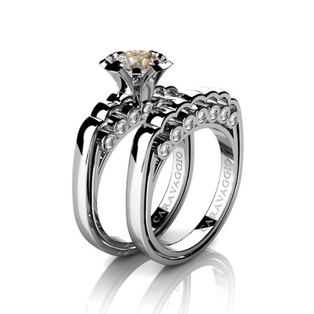 Caravaggio-Classic-14K-White-Gold-1-0-Carat-Champagne-and-White-Diamond-Engagement-Ring-Wedding-Band-Set-R637S-14KWGDCHD-P