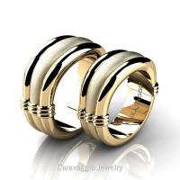 Caravaggio Classic 14K White Gold Wedding Ring Set R2001S-14KWGS