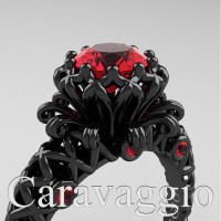 Caravaggio Lace 14K Black Gold 1.0 Ct Ruby Engagement Ring R634-14KBGR