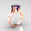 Neomodern 14K Rose Gold 2.0 CT Princess Blue Sapphire Engagement Ring R489-14KRGBS