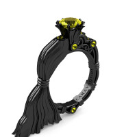 Caravaggio Signature Venus 14K Black Gold 1.0 Ct Canary Yellow Sapphire Engagement Ring R643E-14KBGYS