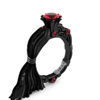 Caravaggio Exclusive Dante 14K Silk Black Gold 1.0 Ct Ruby Engagement Ring R643E-14KSBGR