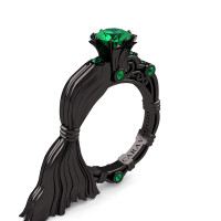 Caravaggio Exclusive Venus 14K Black Gold 1.0 Ct Emerald Engagement Ring R643E-14KBGEM