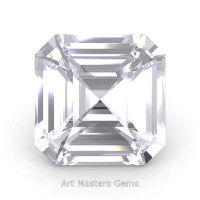 Art Masters Gems Standard 0.75 Ct Asscher White Sapphire Created Gemstone ACG075-WS