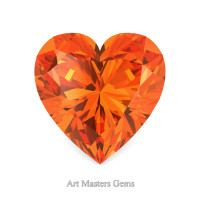Art Masters Gems Standard 3.0 Ct Heart Orange Sapphire Created Gemstone HCG300-OS