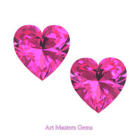 Art Masters Gems Set of Two Standard 0.75 Ct Heart Pink Sapphire Created Gemstones HCG075S-PS