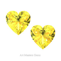 Art Masters Gems Set of Two Standard 0.75 Ct Heart Yellow Sapphire Created Gemstones HCG075S-YS