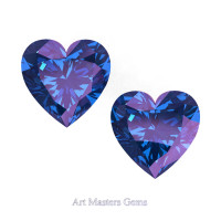 Art Masters Gems Set of Two Standard 1.0 Ct Heart Alexandrite Created Gemstones HCG100S-AL