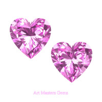 Art Masters Gems Set of Two Standard 1.0 Ct Heart Light Pink Sapphire Created Gemstones HCG100S-LPS