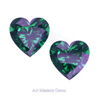 Art Masters Gems Set of Two Standard 1.25 Ct Heart Russian Alexandrite Created Gemstones HCG125S-RAL