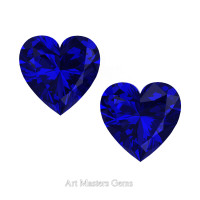 Set of Two Standard 1.5 Ct Heart Blue Sapphire Created Gemstones HCG150S-BS