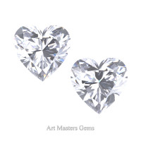 Art Masters Gems Set of Two Standard 1.5 Ct Heart White Sapphire Created Gemstones HCG150S-WS