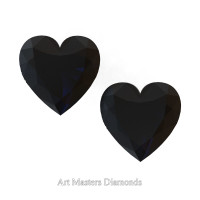 Art Masters Gems Set of Two Standard 2.0 Ct Heart Black Diamond Zirconium Created Gemstones HCG200S-BD