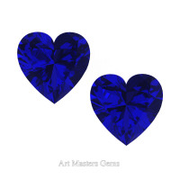 Art Masters Gems Set of Two Standard 2.0 Ct Heart Blue Sapphire Created Gemstones HCG200S-BS