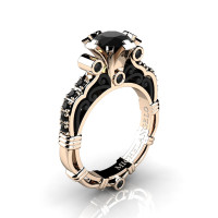 Art Masters Michelangelo 14K Two Tone Rose Gold 1.0 Ct Black Diamond Engagement Ring R723-14KRBGBD