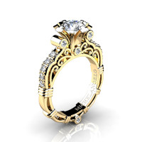 Art Masters Michelangelo 14K Yellow Gold 1.0 Ct Certified Diamond Engagement Ring R723-14KYGCVSD