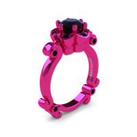 Art Masters Caravaggio 14K Fuchsia Pink Gold 1.0 Ct Black Diamond Engagement Ring R606-14KFPGBD