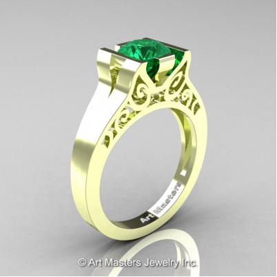 Art-Masters-14K-Green-Gold-1-Ct-Emerald-Engagement-Ring-R36N-14KGGEM-P-402×402