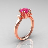 Antique 14K Rose Gold 1.5 CT Pink Sapphire Engagement Ring AR127-14KRGPS