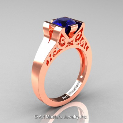 Art-Masters-Modern-Classic-14K-Rose-Gold-1-Ct-Blue-Sapphire-Engagement-Ring-R36N-14KRGBS-P-402×402