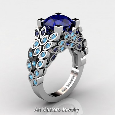Art-Masters-Nature-Inspired-14K-White-Gold-3-Ct-Blue-Sapphire-Blue-Topaz-Engagement-Ring-Wedding-Ring-R299-14KWGBTBSS-P-402×402