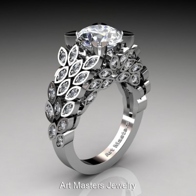 Art-Masters-Nature-Inspired-14K-White-Gold-3-Ct-White-Sapphire-Diamond-Engagement-Ring-Wedding-Ring-R299-14KWGDWS-P-402×402