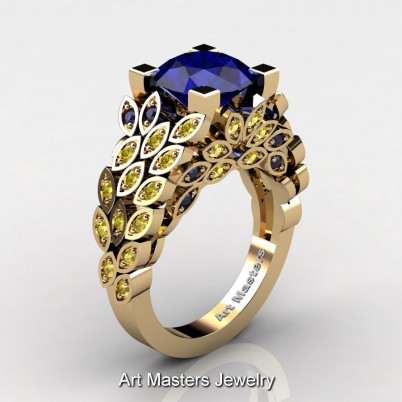 Art-Masters-Nature-Inspired-14K-Yellow-Gold-3-Ct-Blue-Yellow-Sapphire-Engagement-Ring-Wedding-Ring-R299-14KYGYSBS-P-402×402