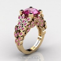 Art Masters Nature Inspired 14K Yellow Gold 3.0 Ct Pink Sapphire Engagement Ring R299-14KYGPS