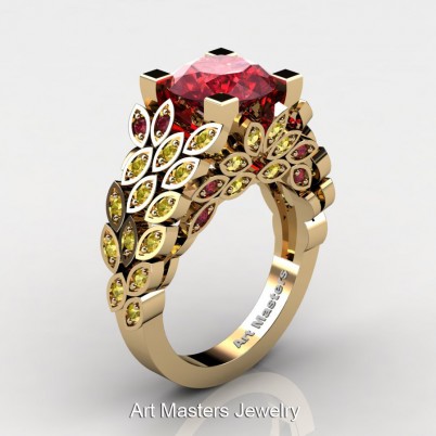 Art-Masters-Nature-Inspired-14K-Yellow-Gold-3-Ct-Ruby-Yellow-Sapphire-Engagement-Ring-Wedding-Ring-R299-14KYGYSR-P-402×402