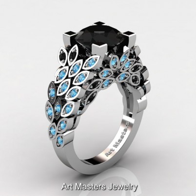 Art-Masters-Renoir-14K-White-Gold-3-Ct-Black-Diamond-Blue-Topaz-Engagement-Ring-Wedding-Ring-R299-14KWGBTBD-P-402×402