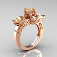 Art Masters Jewelry Winged Skull 14K Rose Gold 1.0 Ct Morganite Solitaire Engagement Ring R613-14KRGMO