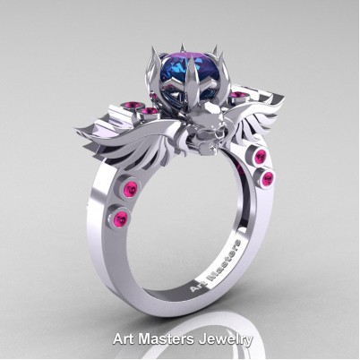 Art-Masters-Winged-Skull-14K-White-Gold-1-Carat-Alexandrite-Pink-Sapphire-Engagement-Ring-R613-14KWGPSAL-P-402×402