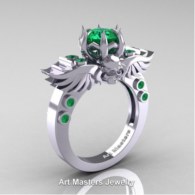 Art-Masters-Winged-Skull-14K-White-Gold-1-Carat-Emerald-Engagement-Ring-R613-14KWGEM-P-402×402