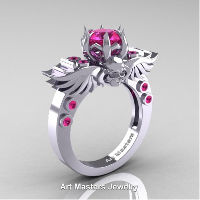 Art-Masters-Winged-Skull-14K-White-Gold-1-Carat-Pink-Sapphire-Engagement-Ring-R613-14KWGPS-P-402×402