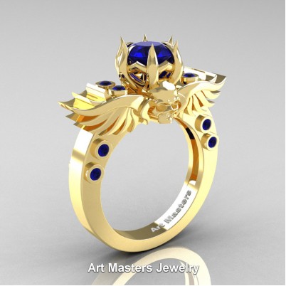 Art-Masters-Winged-Skull-14K-Yellow-Gold-1-Carat-Blue-Sapphire-Engagement-Ring-R613-14KYGBS-P-402×402