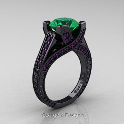 Classic-14K-Black-Gold-3-Ct-Emerald-Amethyst-Engraved-Solitaire-Engagement-Ring-R364P-14KBGAMEM-P-402×402