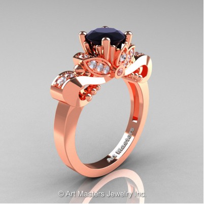 Classic-14K-Rose-Gold-1-Carat-Black-and-White-Diamond-Solitaire-Engagement-Ring-R323-14KRGDBD-P-402×402