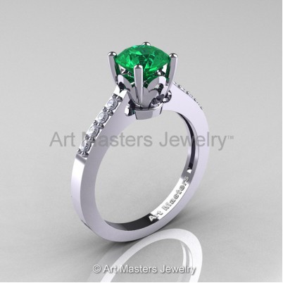 Classic-14K-White-Gold-1-Carat-Emerald-Diamond-Solitaire-Wedding-Ring-R101-14KWGDEM-P-402×402