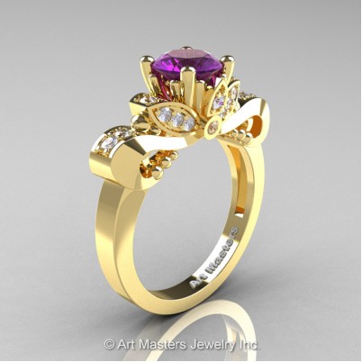 Classic-14K-Yellow-Gold-1-Carat-Amethyst-Diamond-Solitaire-Engagement-Ring-R323-14KYGDAM-P-402×402