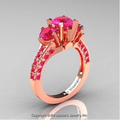 Classic-French-14K-Rose-Gold-Three-Stone-2-Ct-Pink-Sapphire-Solitaire-Wedding-Ring-R421-14KRGPS-P-402×402