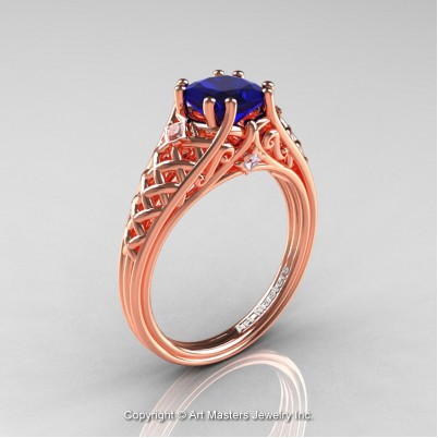 Classic-French-Rose-Gold-Princess–Blue-Sapphire-Diamond-Lace-Bridal-Ring-R175P-RGDBS-P-402×402