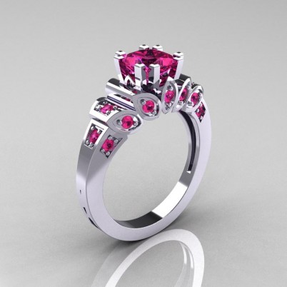 Classic-French-White-Gold-1-CT-Princess-Pink-Sapphire-Engagement-Ring-R216P-WGPS-P-402×402